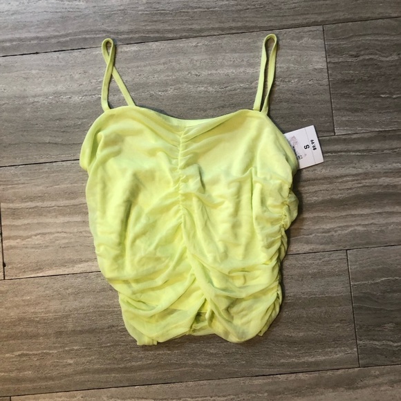 Nwt new neon yellow cropped tank cami forever 21 small - Picture 1 of 3